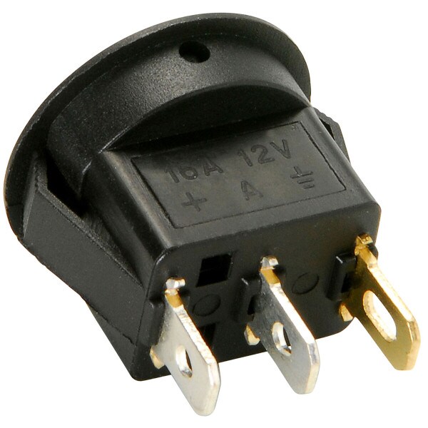 Main product image for SPST Automotive Round Rocker Switch w/Green LED 12V 060-772